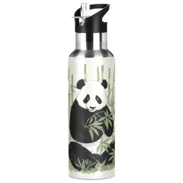 Imagem de Burbuja Garrafa de água de aço inoxidável Panda, garrafas de água isoladas a vácuo com tampa de canudo para esportes, academia, escola - à prova de vazamento e suor, sem BPA, 946 ml