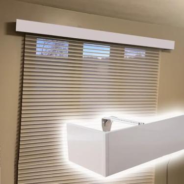 Imagem de Sanefa decorativa de 2,6 m para persianas verticais - caixa de cassete de pelmet para montagem na parede, sem necessidade de trilhas, placas de cornija perfeitas para sala de estar - decoração de casa