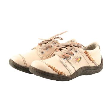 Imagem de TMA EYES Tênis feminino retrô de couro para caminhada, artesanato costurado à mão, calçados esportivos confortáveis e com absorção de choque, Branco, 40