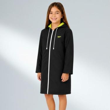 Imagem de Roupão De Natação Infantil New Malta Speedo - PRETO AMARELO NEON P, 60
