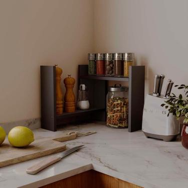 Imagem de Nicho Cook Organizador de Bancada MDP 15mm Design Compacto para Cozinha e Escritório Preto Mercado das Prateleiras 33CM