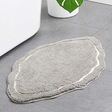 Imagem de Tapete de banheiro antiderrapante macio absorvente de água, tapete de chuveiro flocado em forma de nuvem para sala de estar, banheiro, varanda, entrada, lavagem, 5080 cm, cinza, 5080 cm