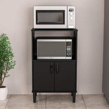 Imagem de Armário para Micro-ondas Politorno Móveis 1 Nicho 2 Portas de Bater MDP - 58cm de Largura