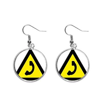 Imagem de Brinco de prata com símbolo de aviso, amarelo e preto, brinco de chamada, joia feminina