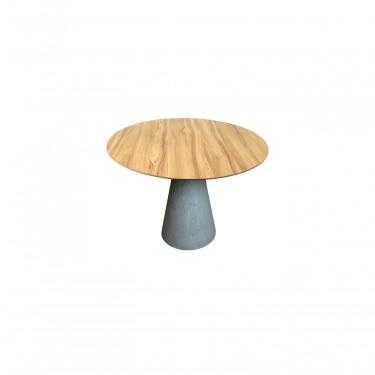 Imagem de Mesa De Jantar Cone Cimento Queimado 160cm Tampo Nogueira Cinza Claro