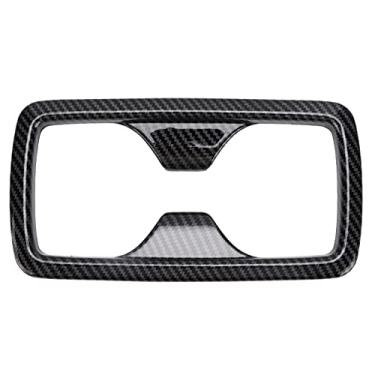 Imagem de Aramox Acabamento do porta-copos, suporte traseiro para copo de água, acabamento de moldura de painel ABS brilhante preto estilo fibra de carbono decoração para 2019-2021