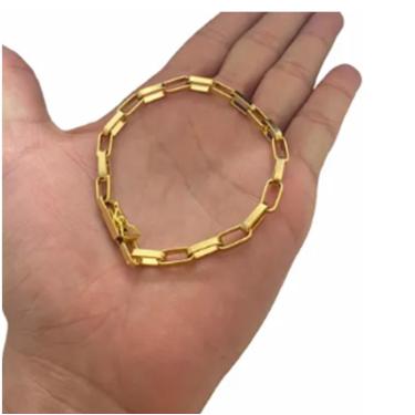 Imagem de Pulseira 6 milímetro Tijolinho Banhado A Ouro