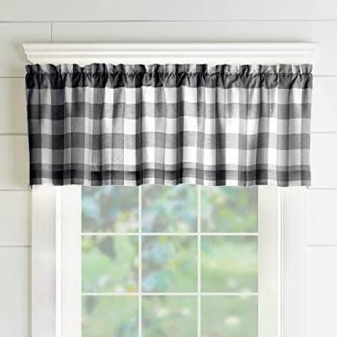 Imagem de Elrene Home Fashions Farmhouse Living Buffalo Check Window Kitchen Valance, 152,4 cm x 38,1 cm (1, preto/branco