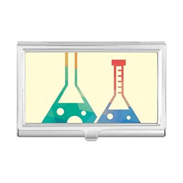 Imagem de Dois frascos cônicos com estampa de química para cartões de visita, porta-cartões