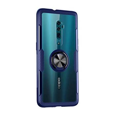 Imagem de SORAKA Capa transparente para OPPO Reno 10X Zoom com suporte para anel,capa de PC rígida transparente Capa OPPO Reno 5G com placa de metal para suporte magnético de telefone para carro