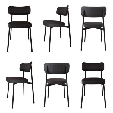 Imagem de Cadeira Fixa com 4 Pés 50 X 44,7 X 83,8 Cm com 6 Unidades Alloa Preto/Preto Epoxi