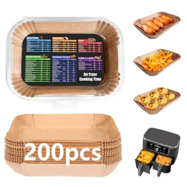 Imagem de 200 peças de forros de fritadeira a ar para ninja: forro de papel pergaminho descartável mais alto antiaderente para Ninja DZ201/DZ401 Dual Airfryer Baking - Acessórios de fritadeira Ninja de grau