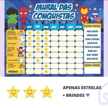 Imagem de Quadro De Incentivo Rotina De Parede - Heróis Estrelas - Home E Planne