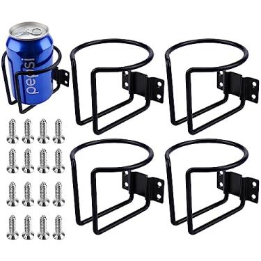 Imagem de marinexplore 4 peças de porta-copos para barco, suporte de copo montado na parede de aço inoxidável para bebidas, anel preto, suporte de copo para barco, pontão, iate, caminhão, trailer, trator