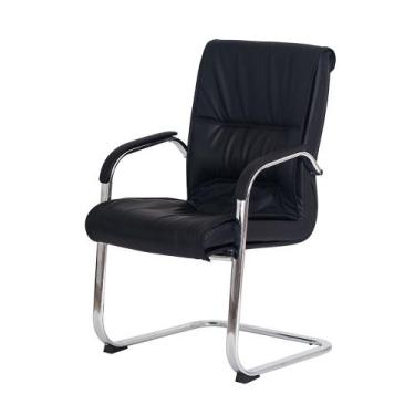 Imagem de Cadeira Escritório Interlocutor Big Fixa Preta Base Cromada - Waw Desi