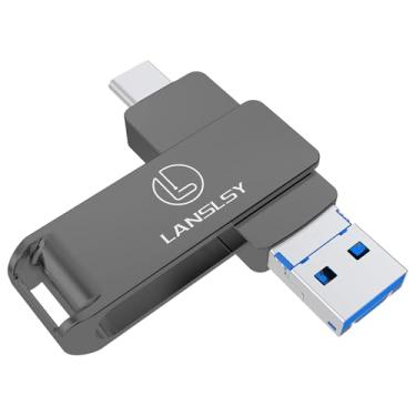 Imagem de LANSLSY Flash Drive USB C de 128 GB, pen drive 3 em 1 USB 3.0 tipo C, pen drive OTG USB-C de alta velocidade para telefone Android, PC, tablet, Mac, transferência de dados de smartphone USB-C