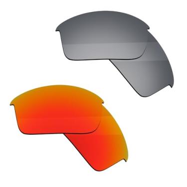 Imagem de Boldbright Lentes de substituição compatíveis com óculos de sol Oakley Flak Jacket - revestido de titânio e vermelho espelhado