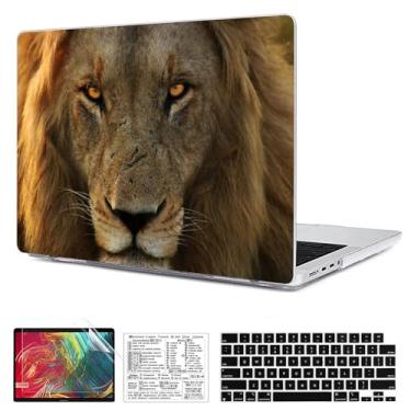 Imagem de QCzyc Compatível com MacBook Pro 16 polegadas versão 2021-2024 M4 A3403 A3186 M3 A2991 M2 A2780 M1 A2485 Pro/Max capa de plástico rígido e adesivo de teclado Mac OS e capa de teclado (leão)