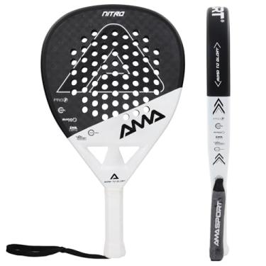 Imagem de AMA SPORT Raquete de padel com superfície de fibra de carbono 12K com memória EVA Flex Foam Core Raquete de tênis de padel leve (preto 12K)