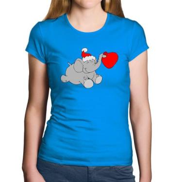 Imagem de Baby Look Algodão Elefante Noel - Foca na Moda, Azul, G