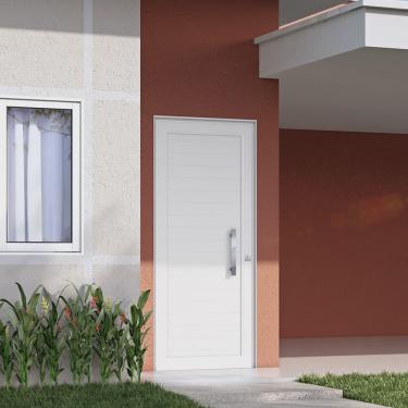 Imagem de Porta de Alumínio Lambri 215x95cm com Puxador de 40 cm Lucasa Alumínio