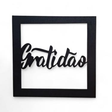 Imagem de Placa Decorativa Palavra Gratidão em Mdf Cor Preto 19 cm