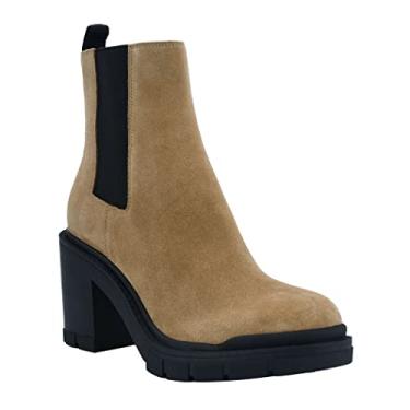 Imagem de Marc Fisher Bota feminina Vanlisa de couro com bico redondo, Camurça marrom, 39