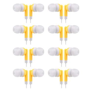 Imagem de CN-Outlet Fones de ouvido de atacado a granel embalados individualmente com 50 unidades para iPhone, Android, leitor de MP3 para escolas, bibliotecas, hospitais (amarelo)