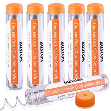 Imagem de AUSTOR Pacote com 6 60 – 40 solda de núcleo de resina, fio de solda de 0,8 mm, ferramentas elétricas de solda de chumbo de estanho