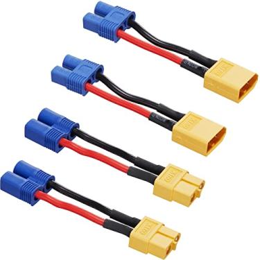 Imagem de Laisomeke Conector adaptador fêmea macho XT60 para EC3 com cabo de 5 cm 16AWG para RC FPV Drone Car Lipo NiMH carregador de bateria ESC (pacote com 4) ¡