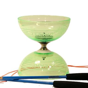 Imagem de Zeekio Crystal Series Master Spin Diabolo - Fixed Axle, Durable Transparent cups, Comes with Sticks, String and Instructions. (Lime Green)