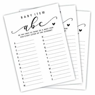 Imagem de Cartas de jogo do alfabeto do bebê, jogo e atividade para chá de bebê Abc - 12,7 cm x 17,8 cm Minimalismo de dupla face para meninos e meninas de gênero neutro - lembrancinhas de festa de chá de bebê