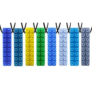 Imagem de Chew Necklace for Boys by GNAWRISHING - 8-Pack (Building Block)- for Autistic, ADHD, SPD, Oral Motor Children, Boys (Tough, Long-Lasting)