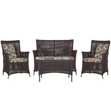 Imagem de Jogo Sofá E 2 Poltronas E Mesa Igapó Preta E6 Trama Original Marrom