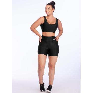 Imagem de Conjunto Short e Top Com Leve Canelado Tecido Grosso Modela Bumbum Top