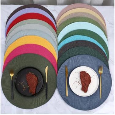 Imagem de Conjunto redondo de 4 ou 6 pratos mesa de jantar para colocar na cozinha 38 cm(Cor Aleatória-KIT6)