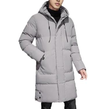 Imagem de Jaqueta Com Capuz Masculina Parka Para Baixo Casacos Longos Quentes Grossos, Black, M