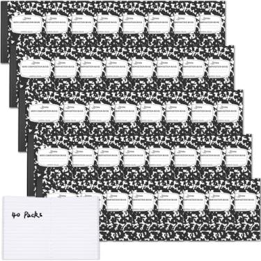 Imagem de Dynta Mini cadernos de composição a granel, 40 pacotes de livros de composição de 8,3 x 11,4 cm pautados estreitos, cadernos de bolso preto para crianças, estudantes, homens, mulheres professores (60