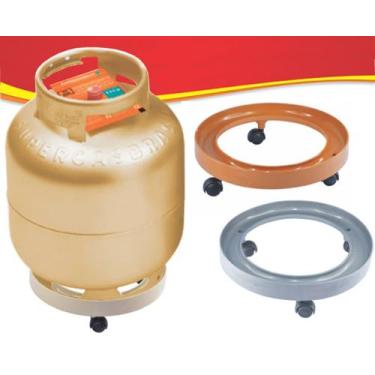Imagem de Suporte p/Botijão de Gás com rodízio- PRETO - Forusi