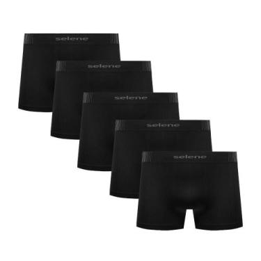 Imagem de 5 Cuecas Boxer Infantojuvenil Selene Microfibra Sem Costura, EG, Preto