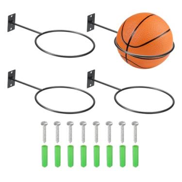 Imagem de PATIKIL Suporte de parede com suporte de bola de 12,7 cm, pacote com 4 unidades, armazenamento de parede com parafusos para basquete, futebol, vôlei, decoração de anel de armazenamento, plantador