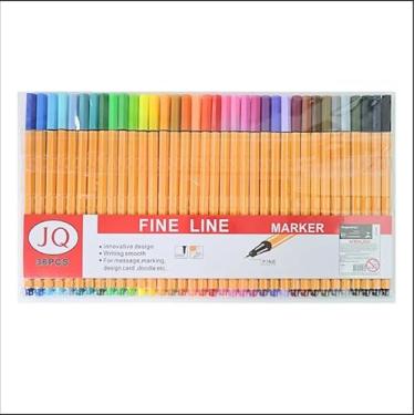 Imagem de Kit 36 Canetas Cores Ponta Fina 0.4mm 1ª Linha Amarela Coloridas