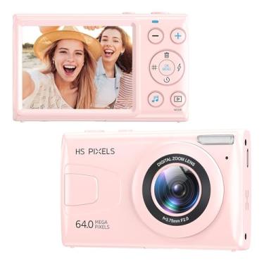 Imagem de Câmera digital, câmera infantil 4K para fotografia, MP3 player de 64 MP, câmera vlogging para YouTube, tela IPS de 2,8 polegadas, foco automático, zoom de 18x, 10 filtros, câmeras digitais de apontar