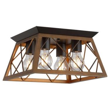 Imagem de Luz de teto Q&S Semi Flush Mount Vintage 4-Light Bronze