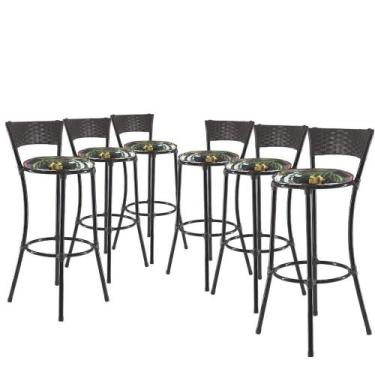Imagem de Jogo Com 6 Banquetas Altas Forts Fibra Uv Bancada, área Goumert, Bar, 