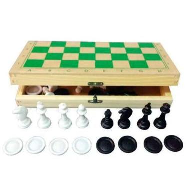 Imagem de Brinquedos Educativos Jogo de Xadrez e Damas - SONHO DE CRIANÇA