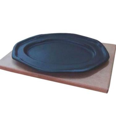 Imagem de Tepan 26x16 Oval de Ferro Fundido com Aparador de Madeira - RIG FUNDID