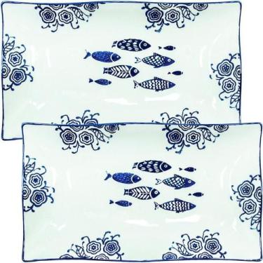 Imagem de Kit 12 Petisqueiras Bowl Grande Travessa Peixe Oceano 550ml - OUTRAS M