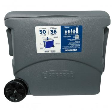Imagem de Caixa Térmica Cooler Tropical 50l Com Rodas Cinza Soprano