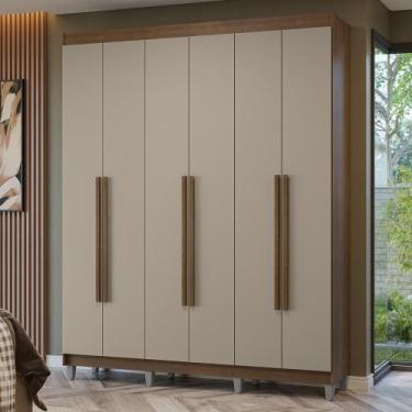 Imagem de Guarda-Roupa Casal com Pés 6 Portas Batentes Rustic/Crema/Rustic Netun